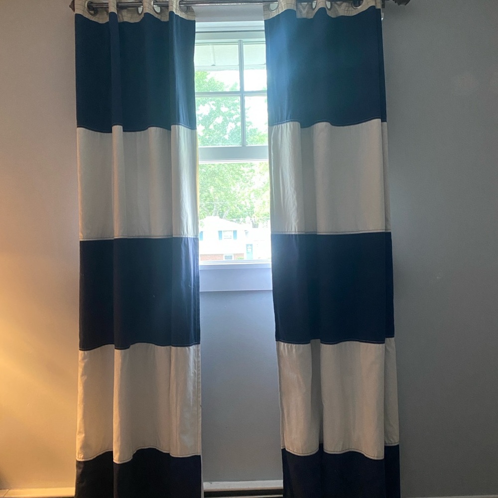 Pottery Barn Kids Blue and White Curtains Modern Accents